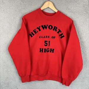 Vintage Sweatshirt Men Large Fruit of the Loom Red Hepworth High Class of 51 USA